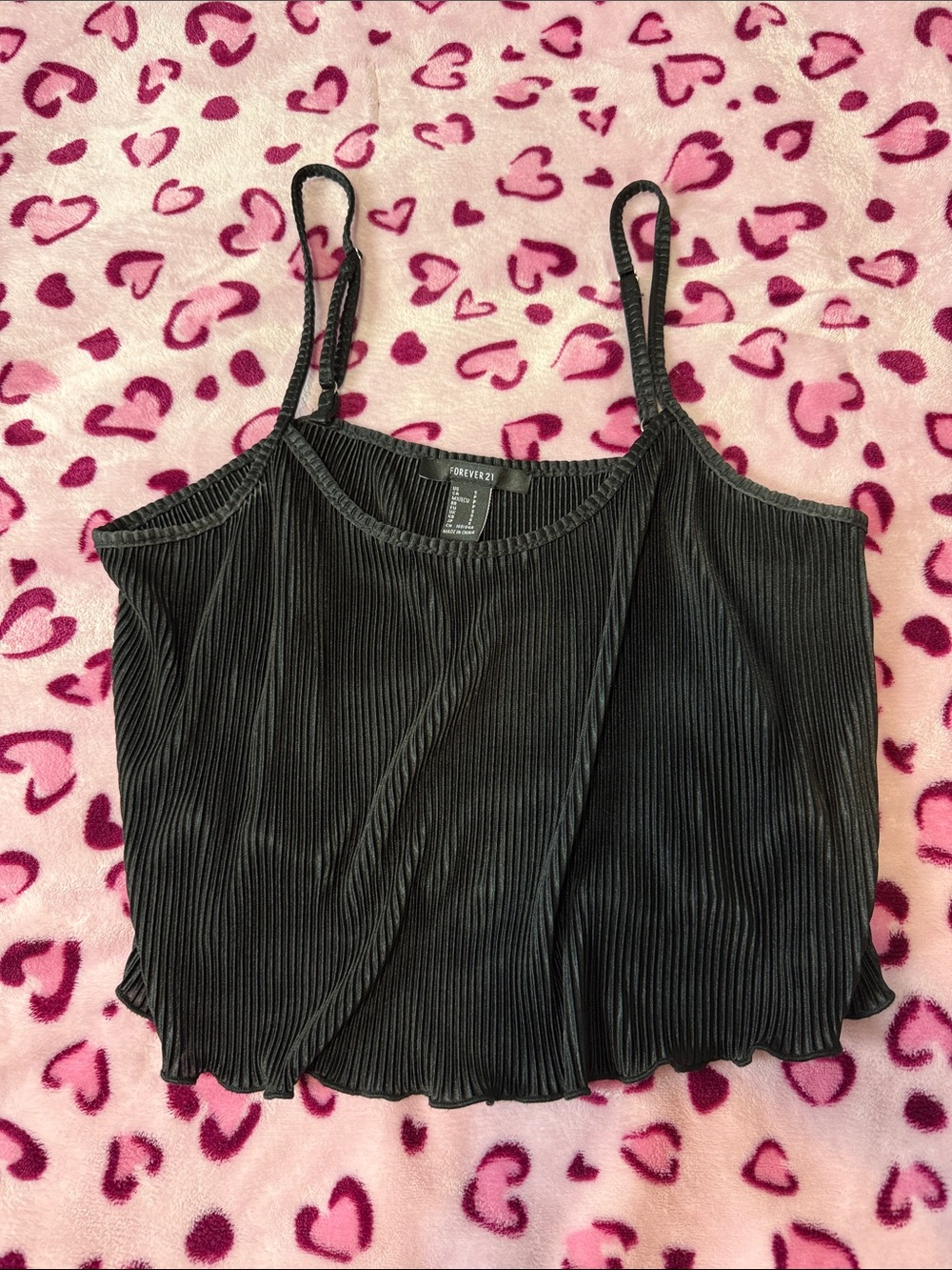 Forever 21 Black Ribbed Cropped Cami